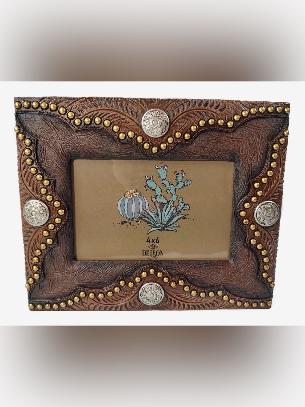 Brown Rustic Western 4x6 Photo Frame —New